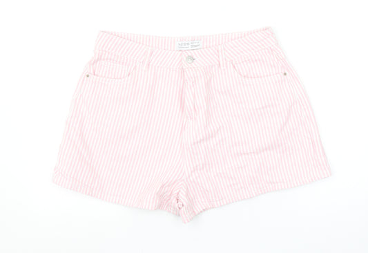 Primark Women’s Pink Striped Cotton Chino Shorts Size 14