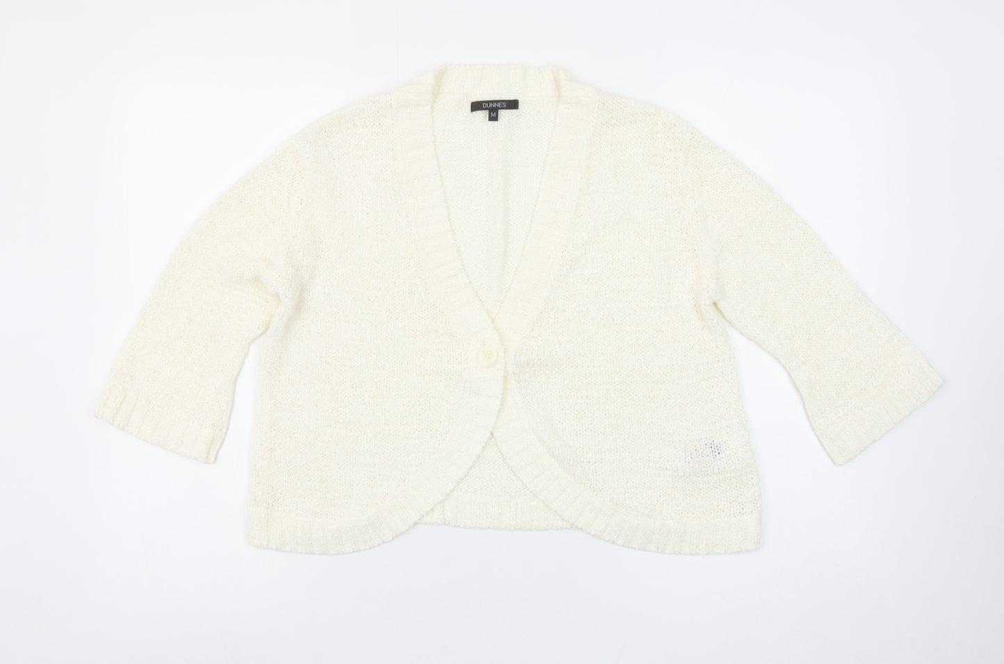 Dunnes Women’s Ivory Chunky-Knit V-Neck 3/4 Sleeve Cardigan M