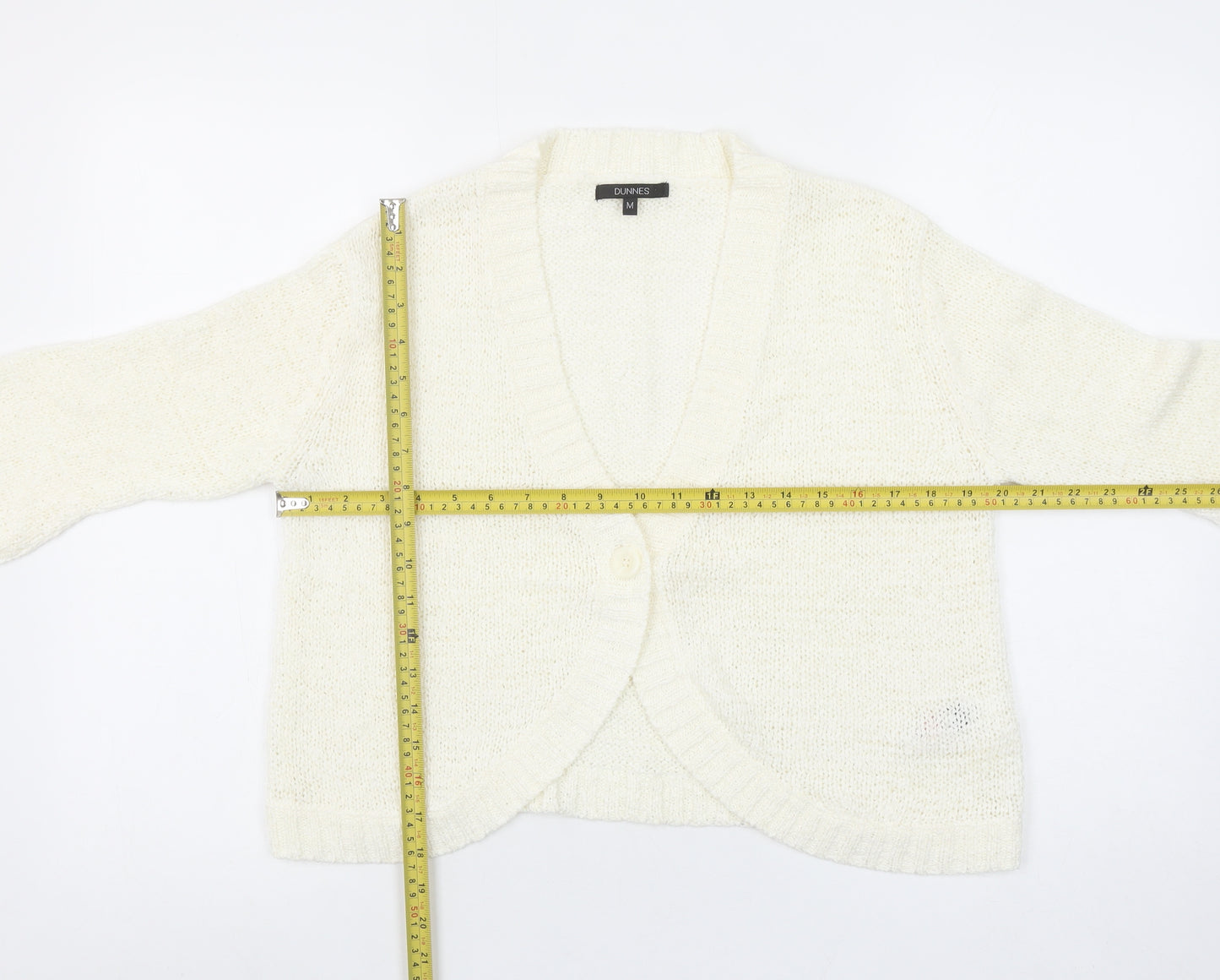Dunnes Women’s Ivory Chunky-Knit V-Neck 3/4 Sleeve Cardigan M
