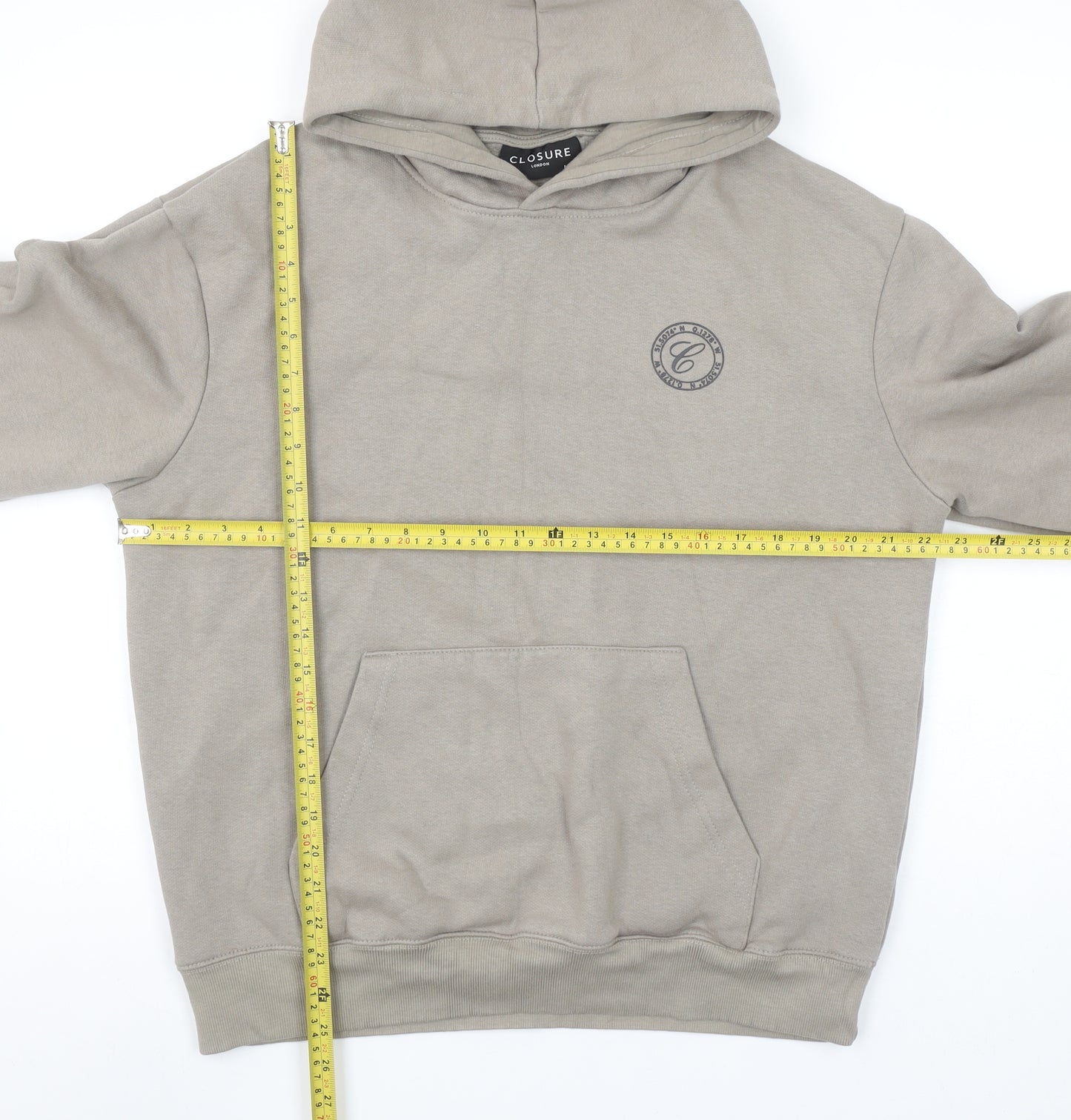 Closure London Womens Beige Pullover Hoodie Size M Cotton Blend