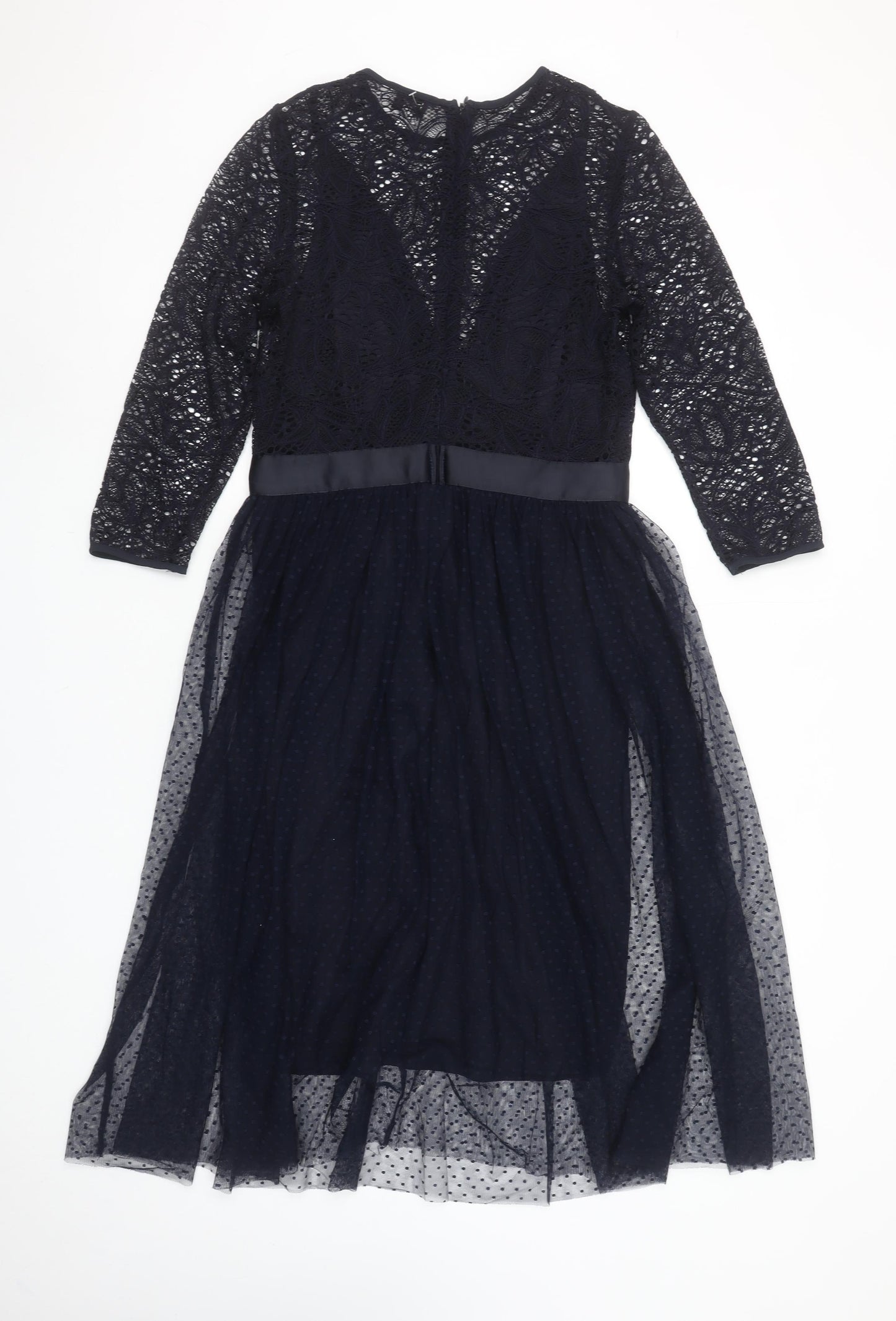 Next Women’s Blue Lace Midi Fit & Flare Dress Size 10