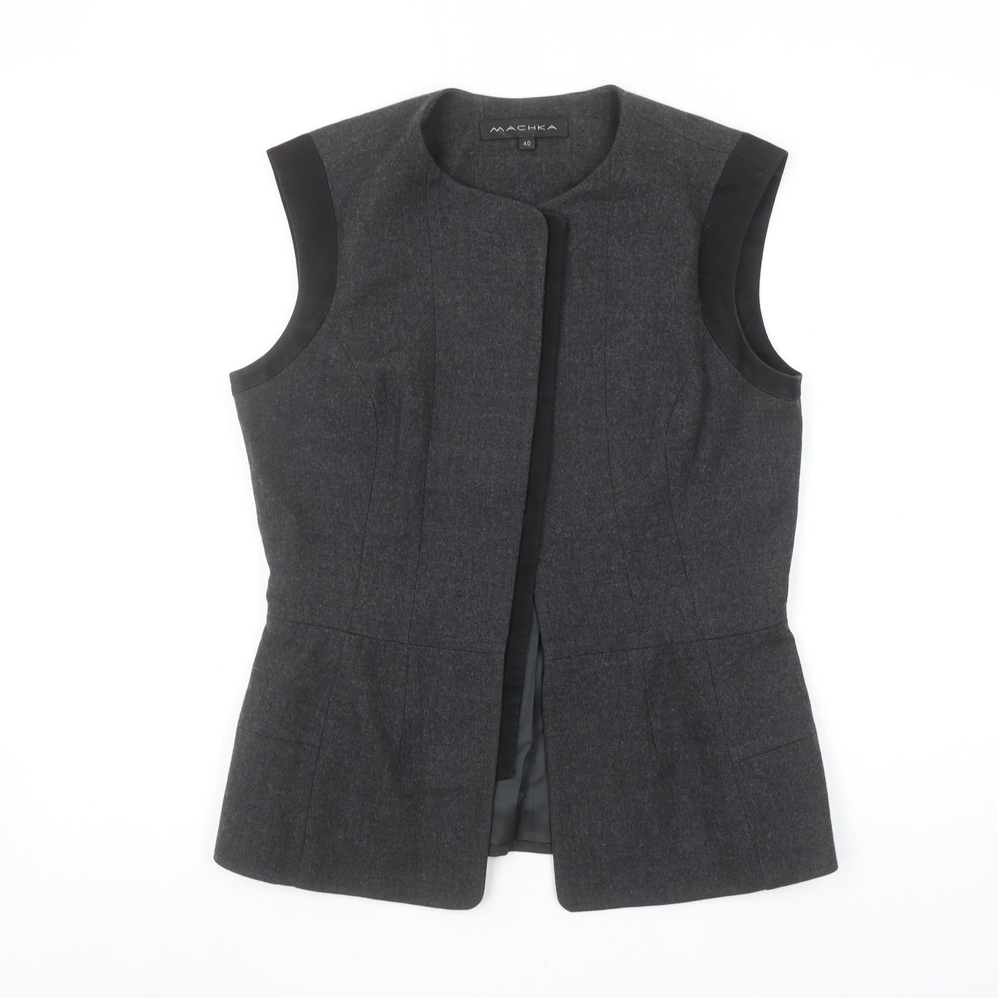 Machka Women Grey Wool Blend Sleeveless Suit Waistcoat Size 12