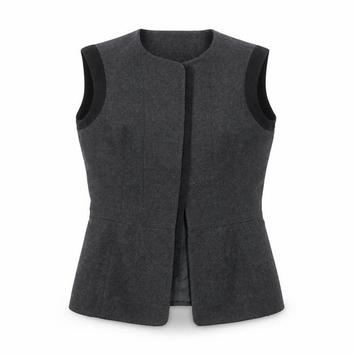 Machka Women Grey Wool Blend Sleeveless Suit Waistcoat Size 12