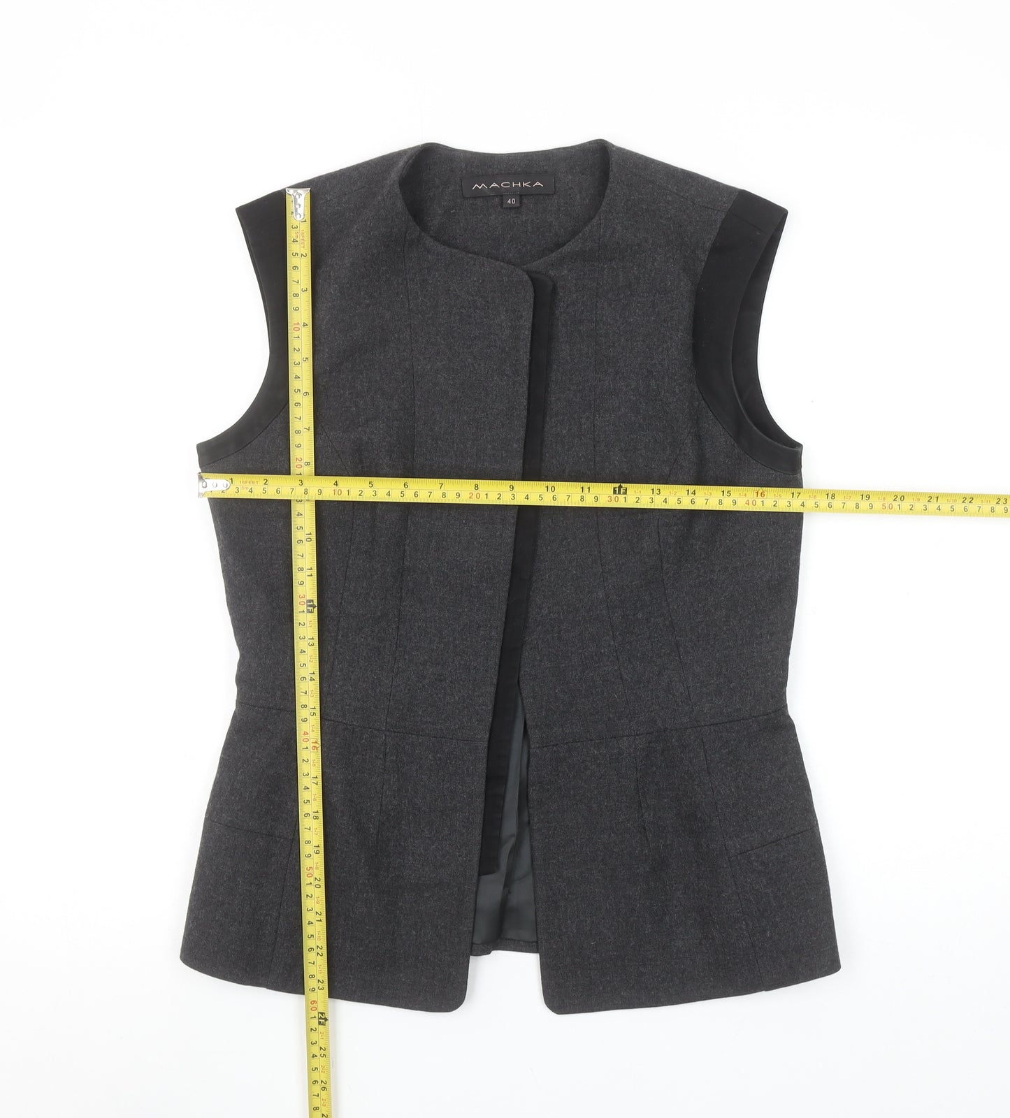 Machka Women Grey Wool Blend Sleeveless Suit Waistcoat Size 12
