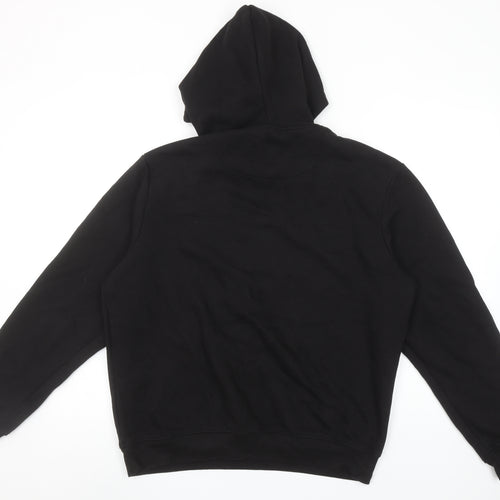 boohooMAN Men Black Pullover Hoodie M Regular Fit Embroidered Logo