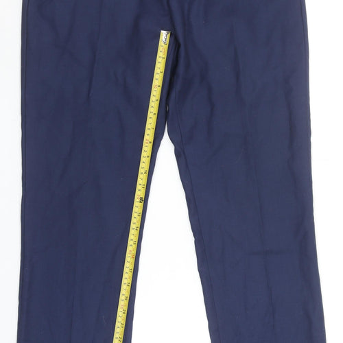 Identikit Men’s Blue 34L Regular Fit Formal Trousers