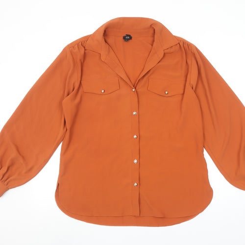 River Island Women's Brown Long Sleeve Button Blouse Size 10