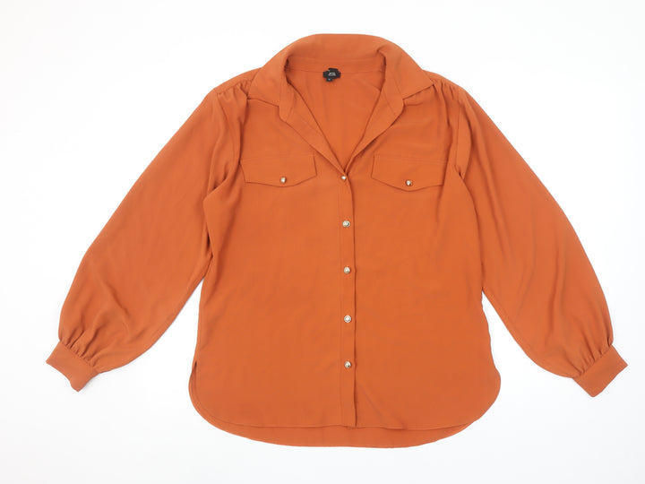 River Island Women's Brown Long Sleeve Button Blouse Size 10