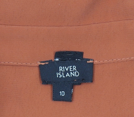 River Island Women's Brown Long Sleeve Button Blouse Size 10