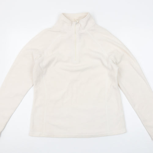 Atmosphere Women Ivory Fleece Pullover Sweatshirt Size 12 1/2 Zip Classic Fit