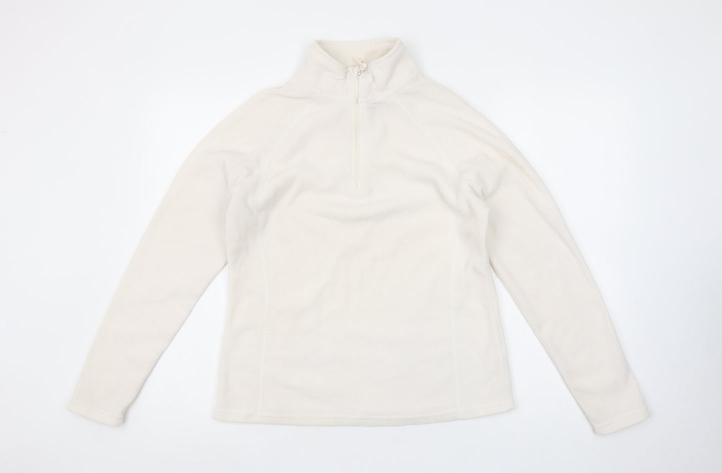 Atmosphere Women Ivory Fleece Pullover Sweatshirt Size 12 1/2 Zip Classic Fit