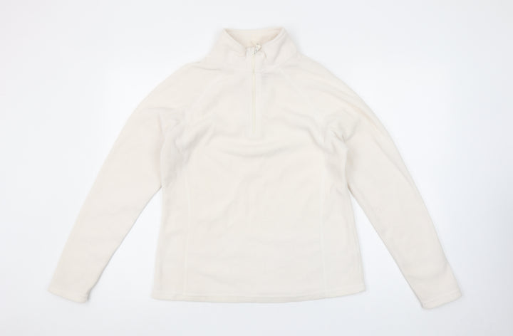 Atmosphere Women Ivory Fleece Pullover Sweatshirt Size 12 1/2 Zip Classic Fit