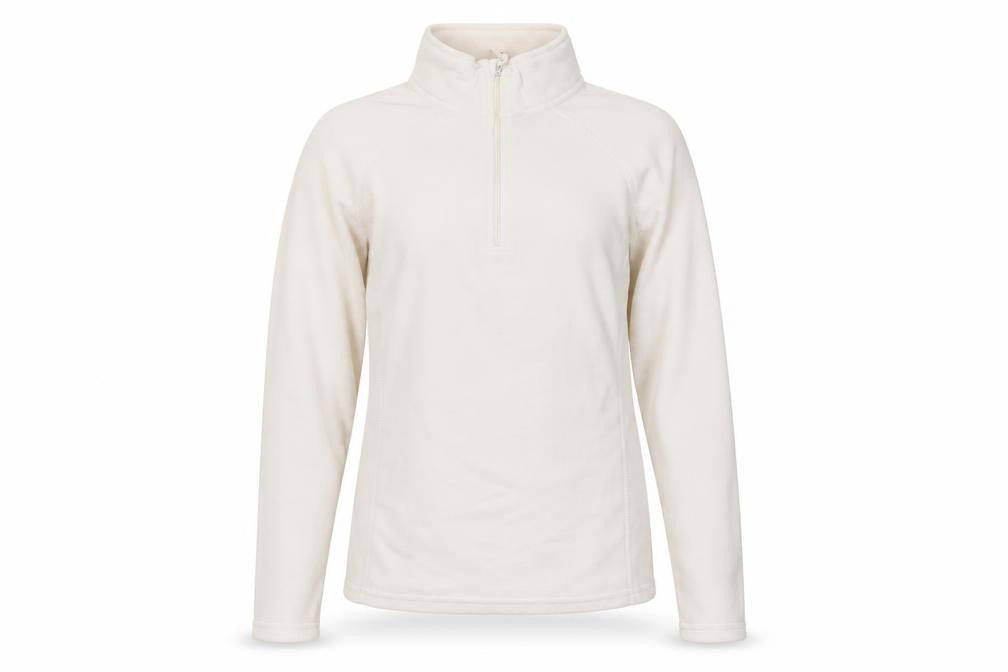 Atmosphere Women Ivory Fleece Pullover Sweatshirt Size 12 1/2 Zip Classic Fit
