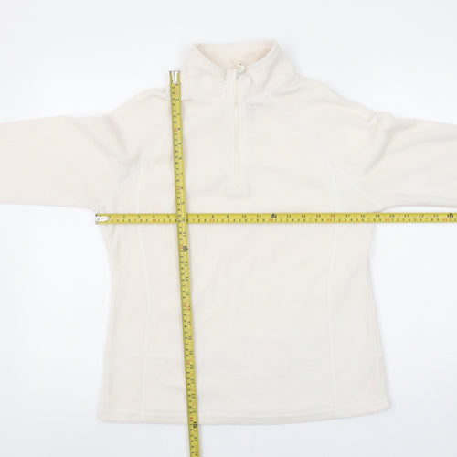 Atmosphere Women Ivory Fleece Pullover Sweatshirt Size 12 1/2 Zip Classic Fit