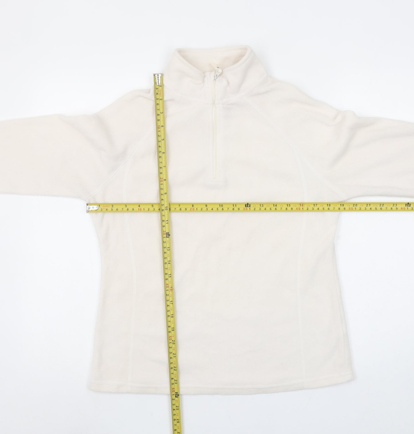 Atmosphere Women Ivory Fleece Pullover Sweatshirt Size 12 1/2 Zip Classic Fit