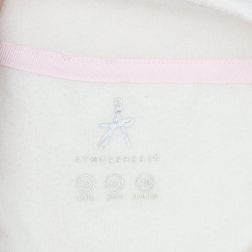 Atmosphere Women Ivory Fleece Pullover Sweatshirt Size 12 1/2 Zip Classic Fit