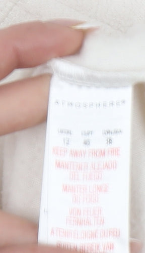 Atmosphere Women Ivory Fleece Pullover Sweatshirt Size 12 1/2 Zip Classic Fit