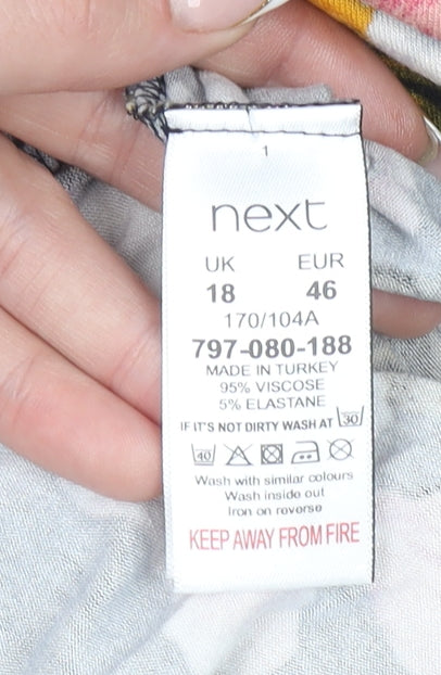 Next Women's Black Floral Strapless Playsuit Size 18 Viscose Blend