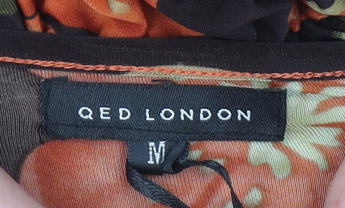 QED London Women's Orange Floral Off Shoulder Playsuit Size M