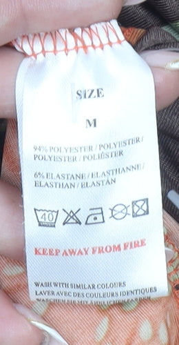 QED London Women's Orange Floral Off Shoulder Playsuit Size M