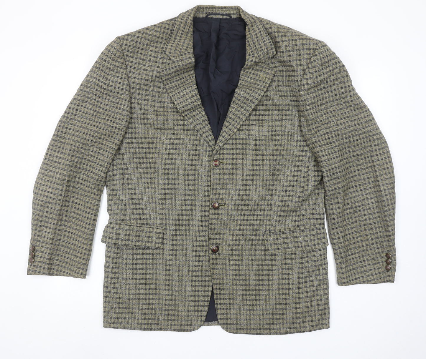 Bernhardt Men's Brown Check Wool Blend Blazer Jacket Size 48 Regular