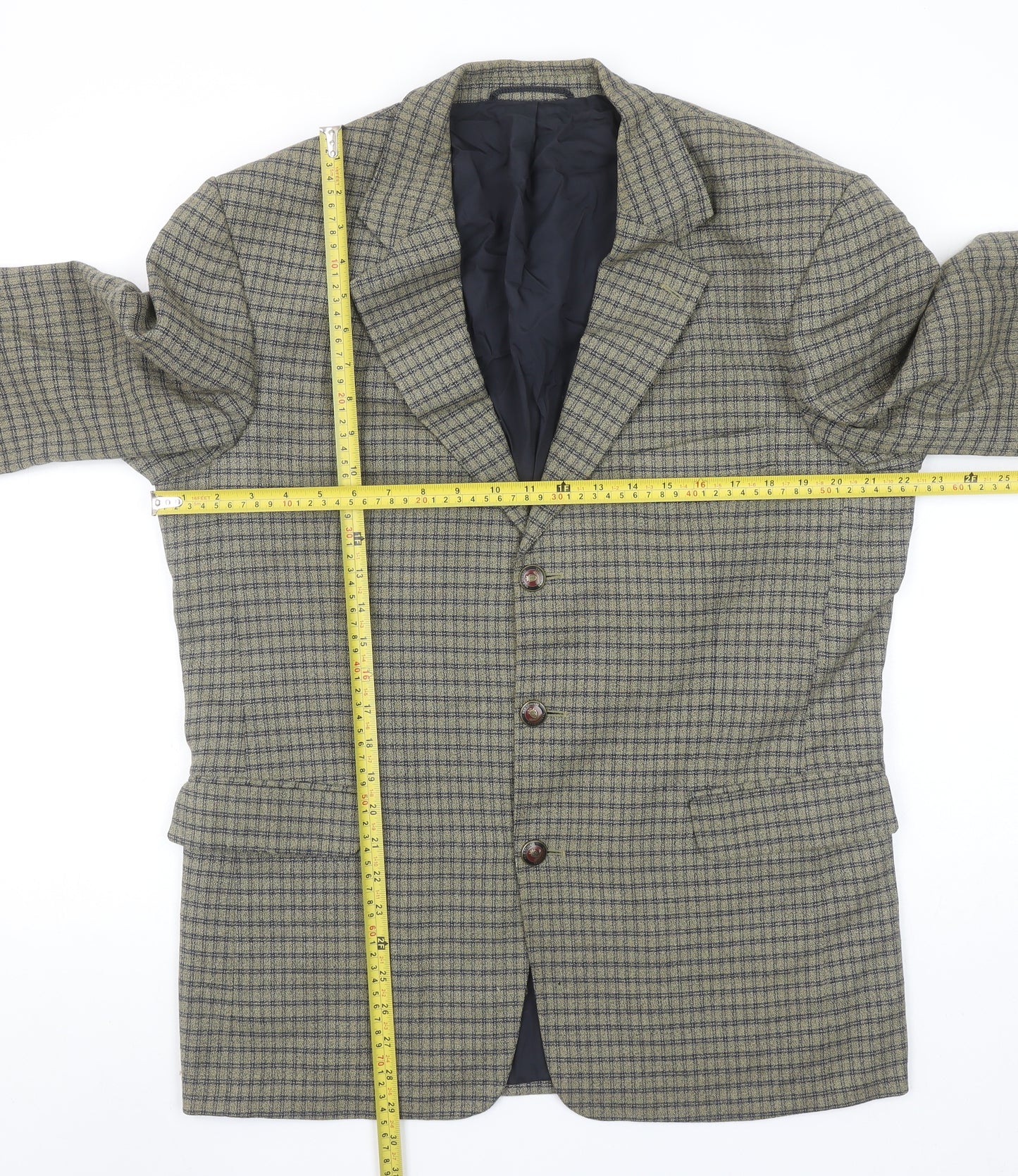 Bernhardt Men's Brown Check Wool Blend Blazer Jacket Size 48 Regular