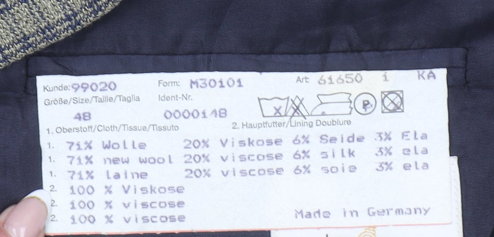 Bernhardt Men's Brown Check Wool Blend Blazer Jacket Size 48 Regular