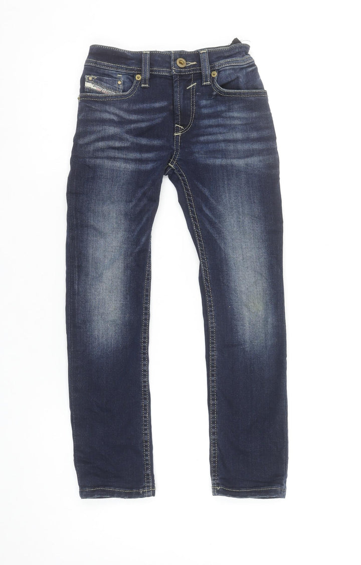 Diesel Girls Blue Straight Jeans Size 6 Years Regular Stretch Denim