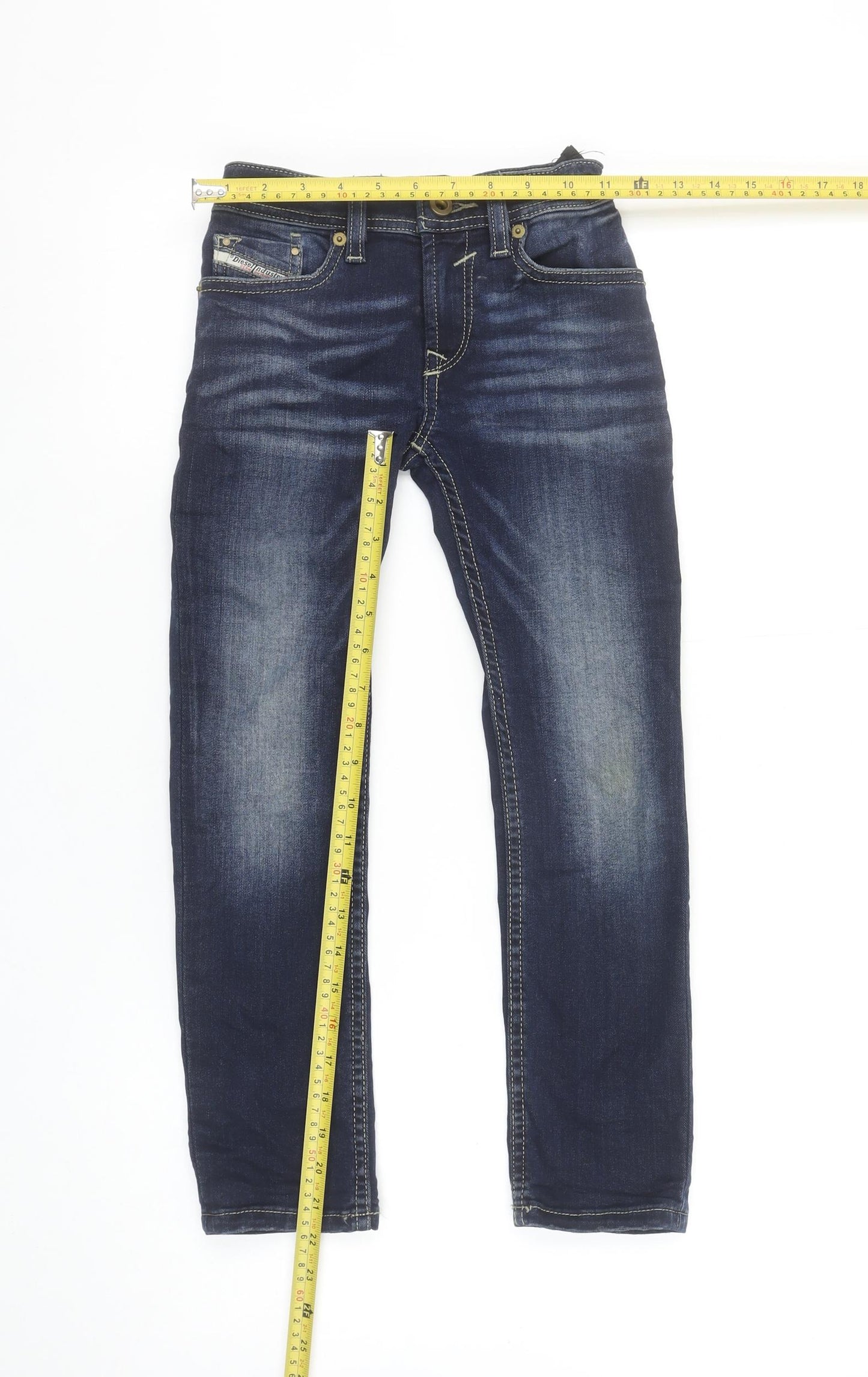 Diesel Girls Blue Straight Jeans Size 6 Years Regular Stretch Denim