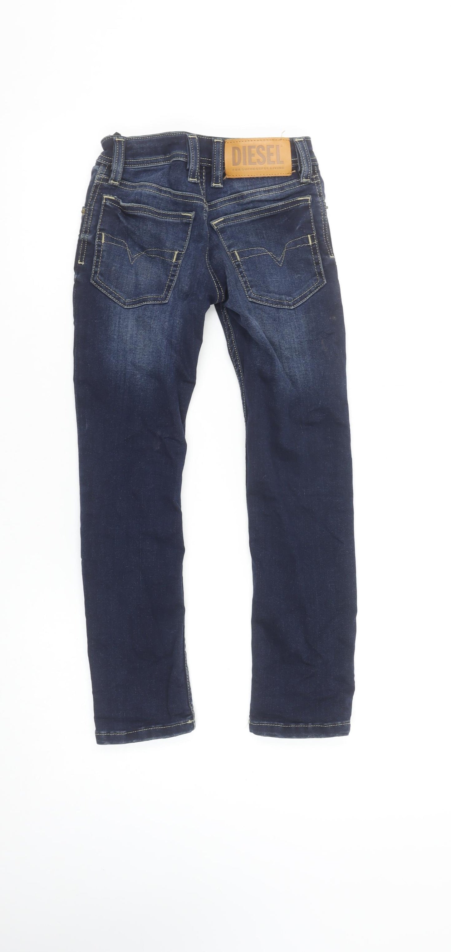 Diesel Girls Blue Straight Jeans Size 6 Years Regular Stretch Denim