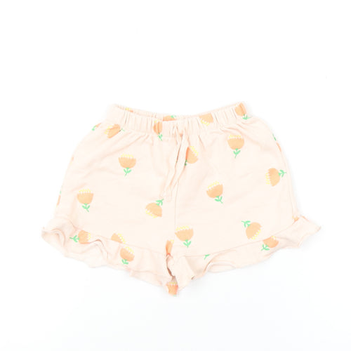 Zara Girls Pink Floral Ruffle Jersey Shorts Size 5 Years