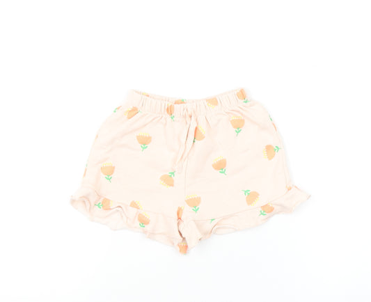 Zara Girls Pink Floral Ruffle Jersey Shorts Size 5 Years