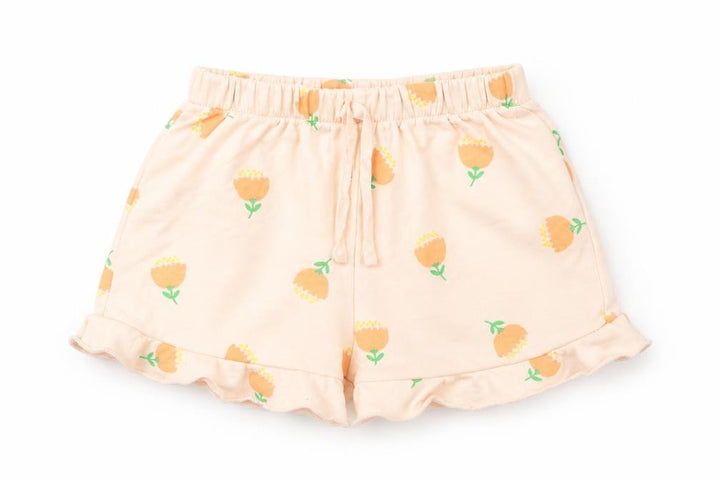 Zara Girls Pink Floral Ruffle Jersey Shorts Size 5 Years