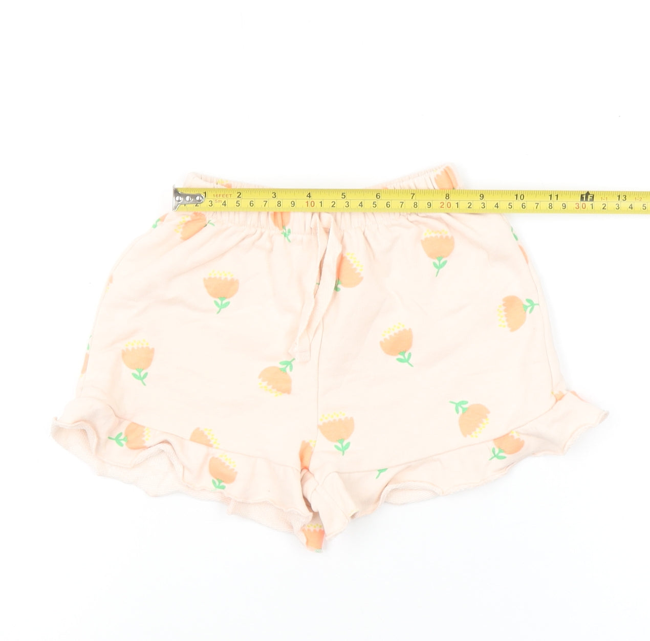 Zara Girls Pink Floral Ruffle Jersey Shorts Size 5 Years