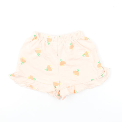 Zara Girls Pink Floral Ruffle Jersey Shorts Size 5 Years