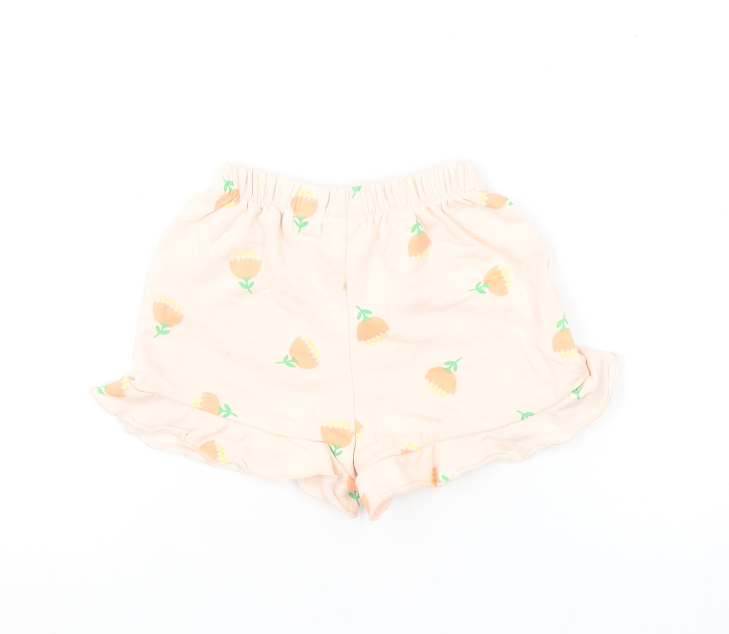 Zara Girls Pink Floral Ruffle Jersey Shorts Size 5 Years
