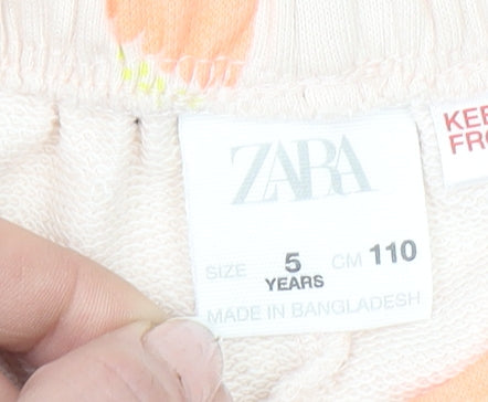 Zara Girls Pink Floral Ruffle Jersey Shorts Size 5 Years