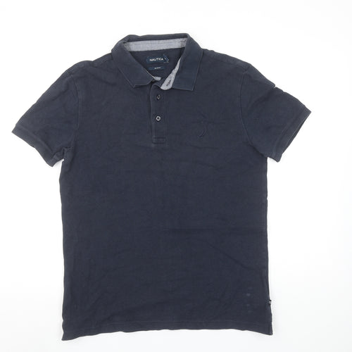 Nautica Men's Blue Slim Fit Short Sleeve Polo Shirt Size L