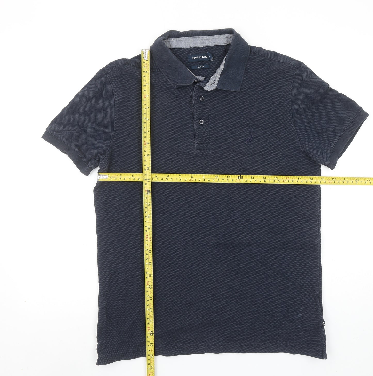 Nautica Men's Blue Slim Fit Short Sleeve Polo Shirt Size L