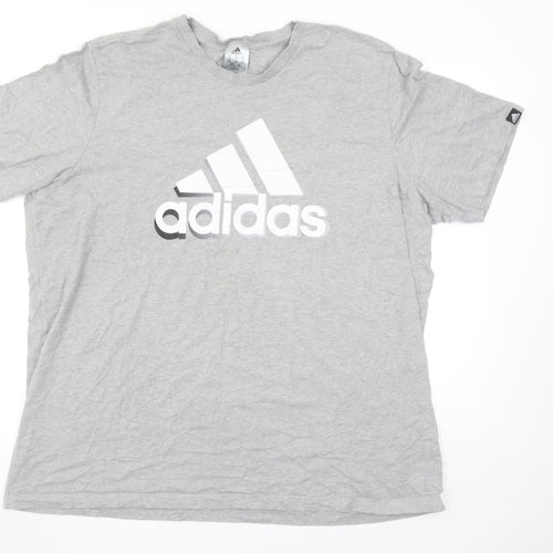 Adidas Men's Grey 2XL Classic Crew Neck Logo T-Shirt