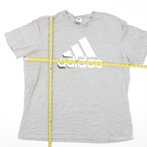 Adidas Men's Grey 2XL Classic Crew Neck Logo T-Shirt