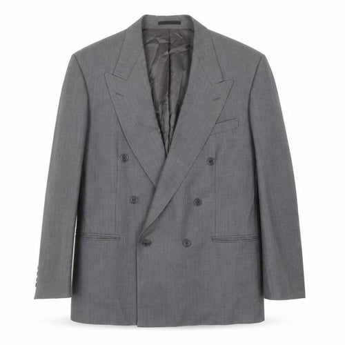 Anthony Ryan Ltd Men Grey Wool Double-Breasted Blazer 44R Classic Fit
