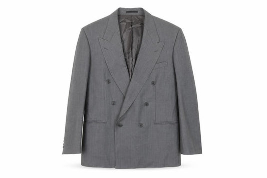Anthony Ryan Ltd Men Grey Wool Double-Breasted Blazer 44R Classic Fit