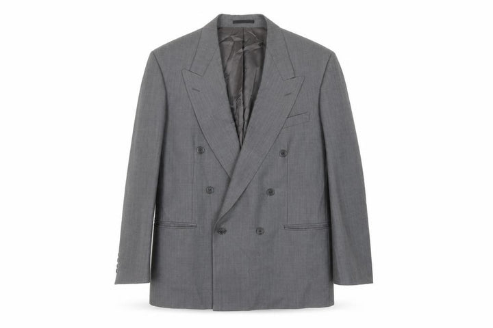 Anthony Ryan Ltd Men Grey Wool Double-Breasted Blazer 44R Classic Fit