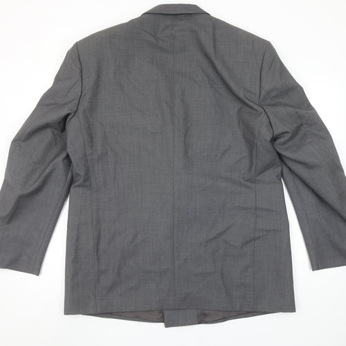Anthony Ryan Ltd Men Grey Wool Double-Breasted Blazer 44R Classic Fit