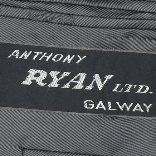 Anthony Ryan Ltd Men Grey Wool Double-Breasted Blazer 44R Classic Fit