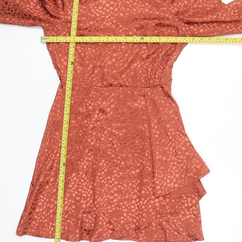 ASOS Women’s Brown Animal Print Wrap Mini Dress Size 10