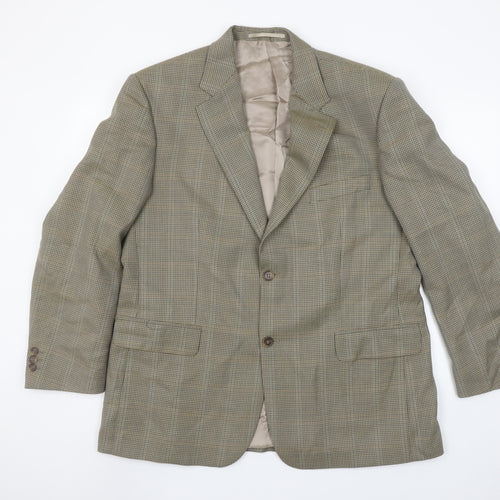 Wellington Executive Men's Brown Check Wool Blend Blazer Jacket Size 44S