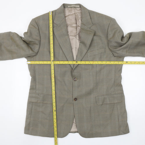 Wellington Executive Men's Brown Check Wool Blend Blazer Jacket Size 44S