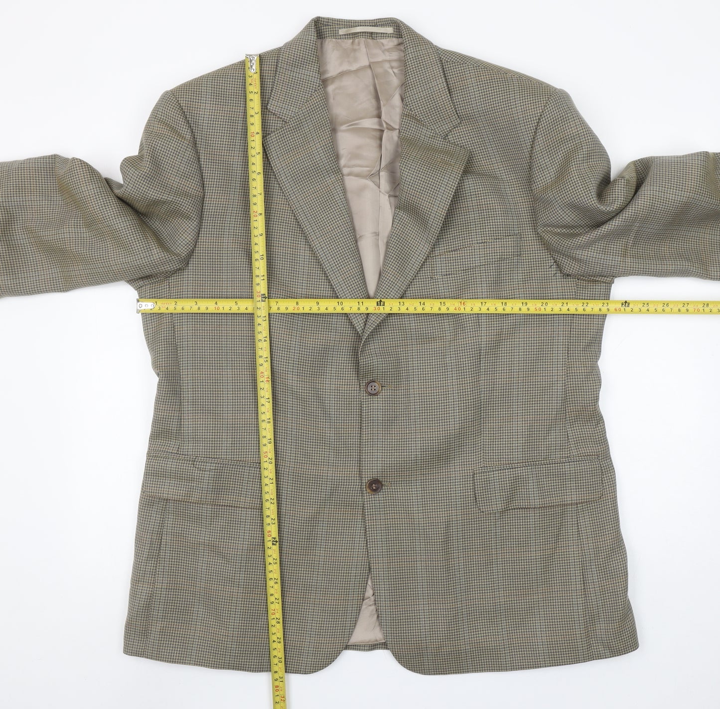 Wellington Executive Men's Brown Check Wool Blend Blazer Jacket Size 44S